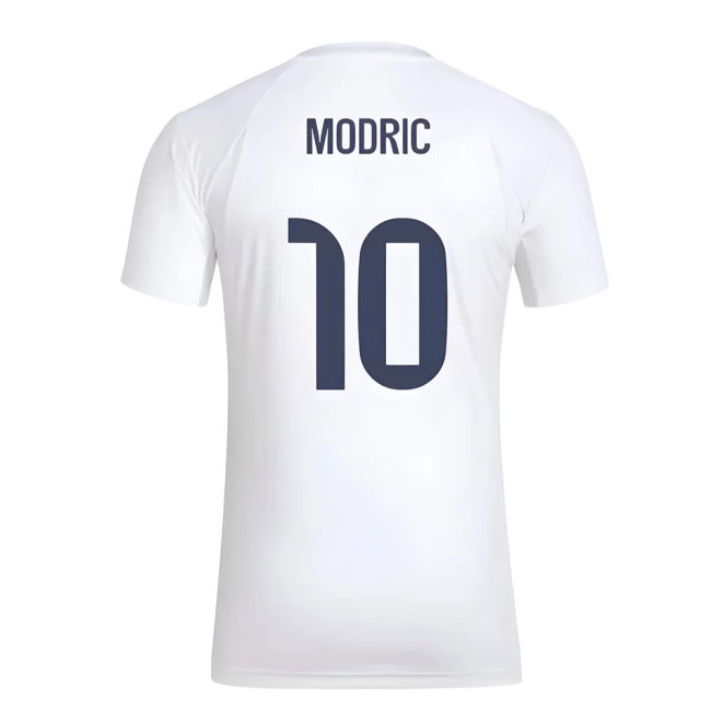 2025-2026 Real Madrid Seasonal Graphic Tee (White) (Modric 10) — Buy Now