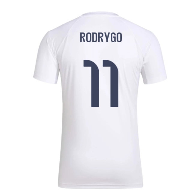 2025-2026 Real Madrid Seasonal Graphic Tee (White) (Rodrygo 11) — Shop Online
