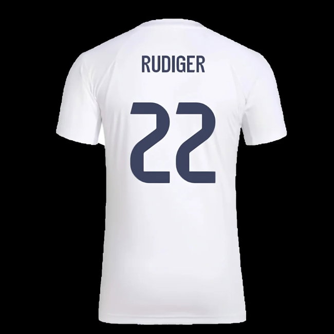 2025-2026 Real Madrid Seasonal Graphic Tee (White) (Rudiger 22) — Shop Now
