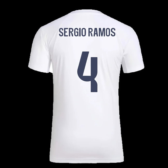 2025-2026 Real Madrid Seasonal Graphic Tee (White) (Sergio Ramos 4) — Buy Now
