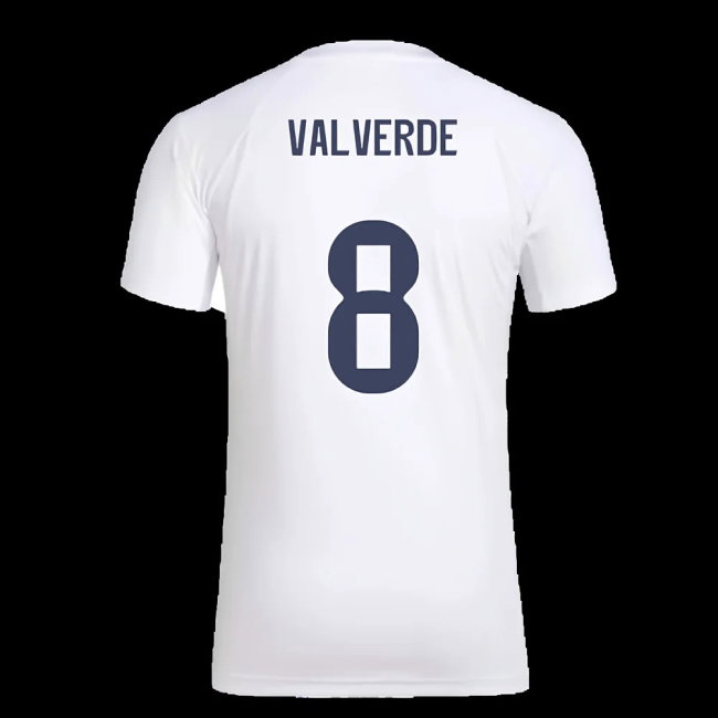 2025-2026 Real Madrid Seasonal Graphic Tee (White) (Valverde 8) — Shop Now