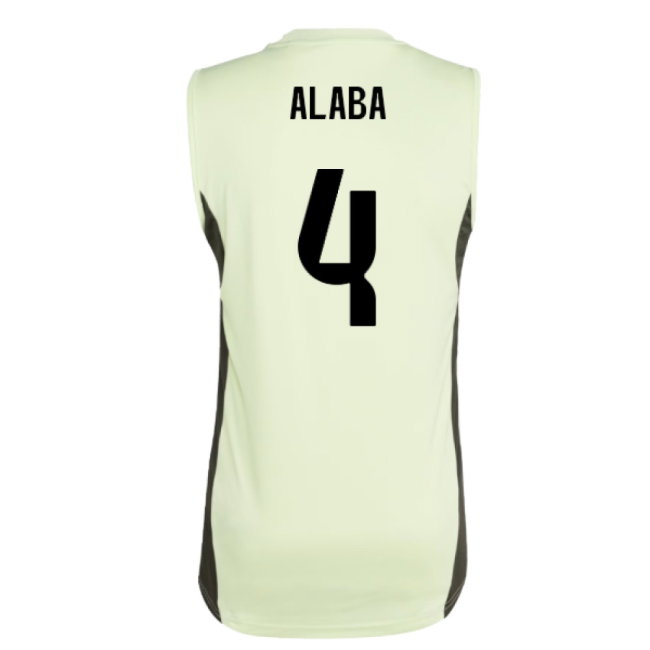 2025-2026 Real Madrid Sleeveless Training Jersey (Almost Lime) (Alaba 4) — Shop Online