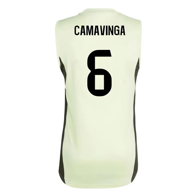 2025-2026 Real Madrid Sleeveless Training Jersey (Almost Lime) (Camavinga 6) — Shop Now
