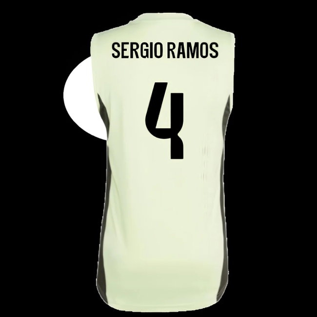 2025-2026 Real Madrid Sleeveless Training Jersey (Almost Lime) (Sergio Ramos 4) — Buy Now