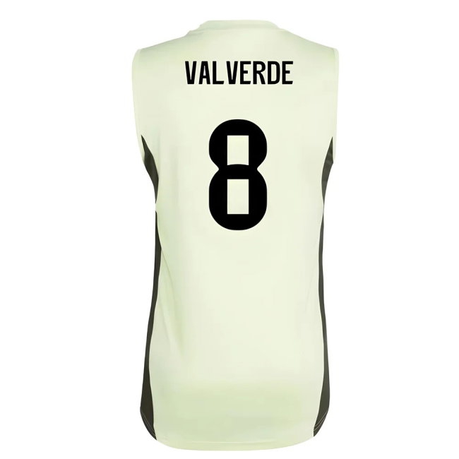 2025-2026 Real Madrid Sleeveless Training Jersey (Almost Lime) (Valverde 8) — Buy Online