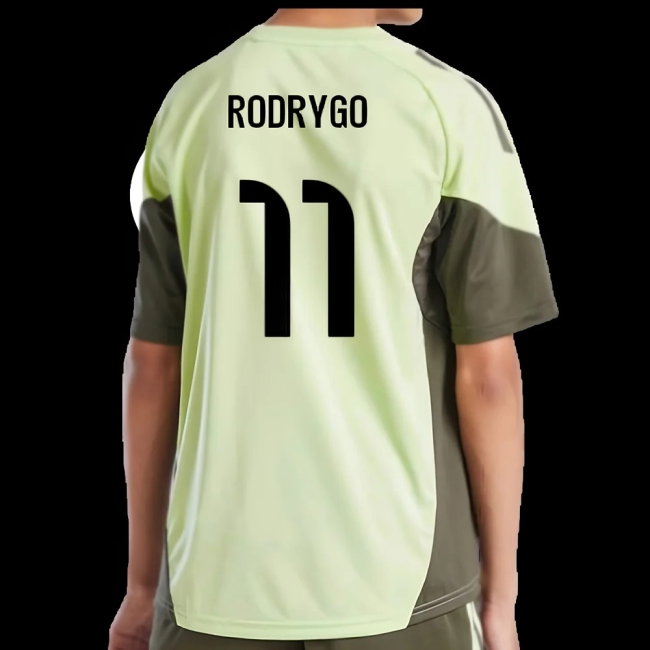 2025-2026 Real Madrid Training Jersey (Almost Lime) - Kids (Rodrygo 11) — Shop Online