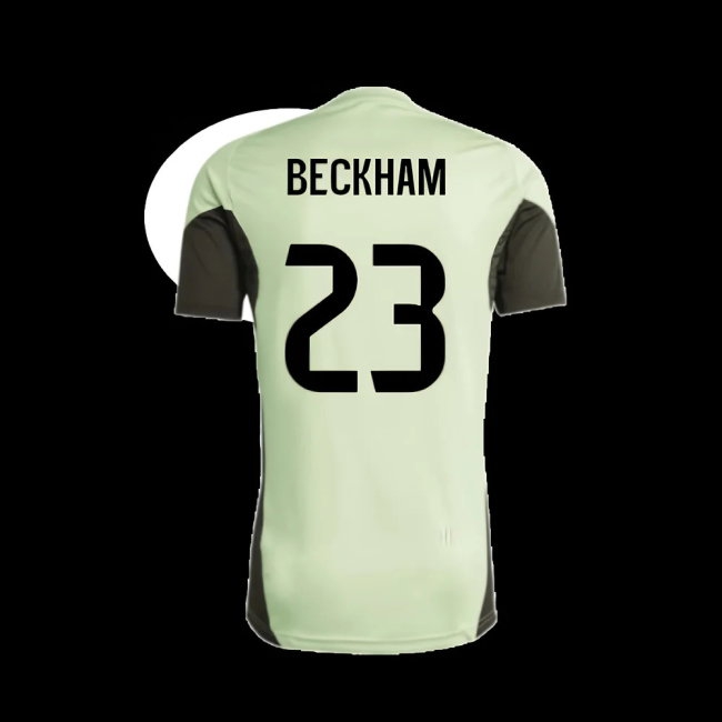 2025-2026 Real Madrid Training Tee (Almost Lime) - Kids (Beckham 23) — Shop Online