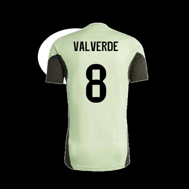 2025-2026 Real Madrid Training Tee (Almost Lime) - Kids (Valverde 8) — Buy Now