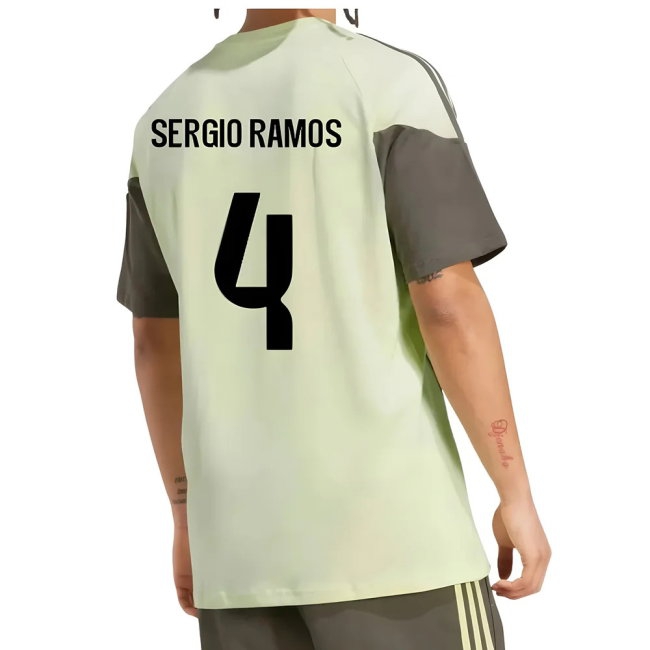 2025-2026 Real Madrid Training Tee (Almost Lime) (Sergio Ramos 4) — Shop Online