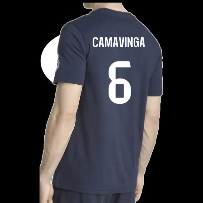 2025-2026 Real Madrid US Tee (Navy) (Camavinga 6) — Shop Now