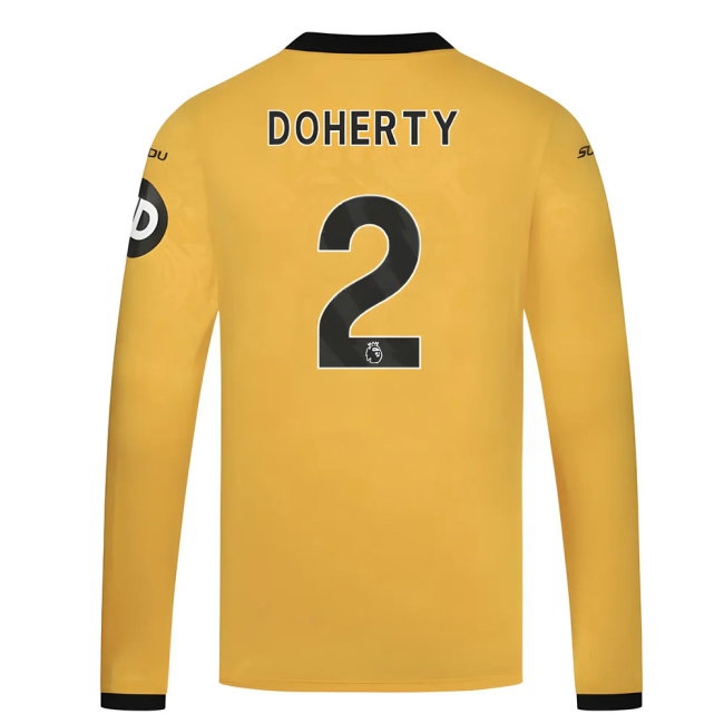 2025-2026 Wolves Long Sleeve Home Shirt (Doherty 2) — Shop Now