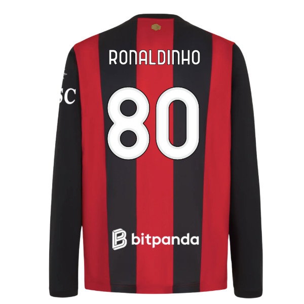 2026-2027 AC Milan Long Sleeve Home Shirt (Ronaldinho 80) — Buy Now