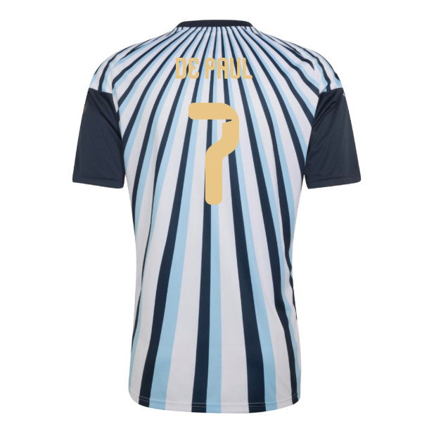 2026-2027 Argentina Home Pre-Match Shirt (White) (De Paul 7) — Shop Online
