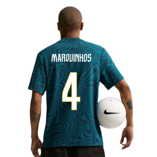2026-2027 Brazil Primary Dri-Fit Shirt (Geode Teal) (Marquinhos 4) — Shop Online