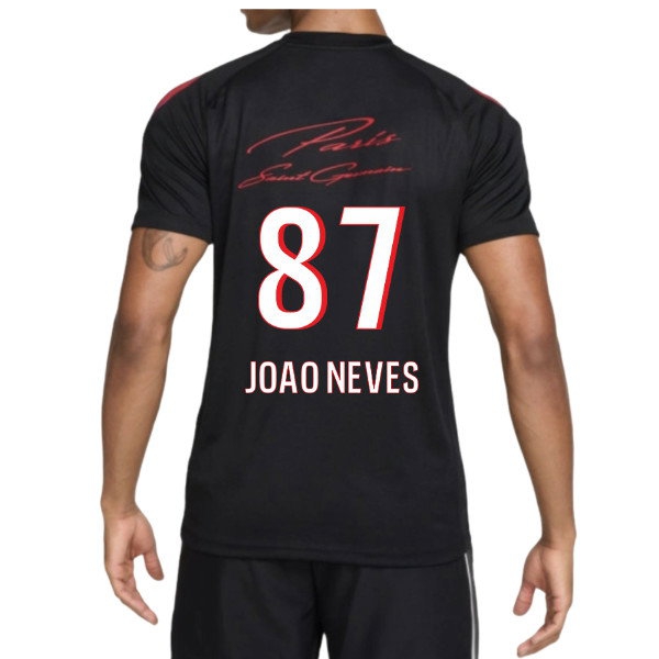2026-2027 PSG Strike Training Shirt (Black) (Joao Neves 87) — Shop Now