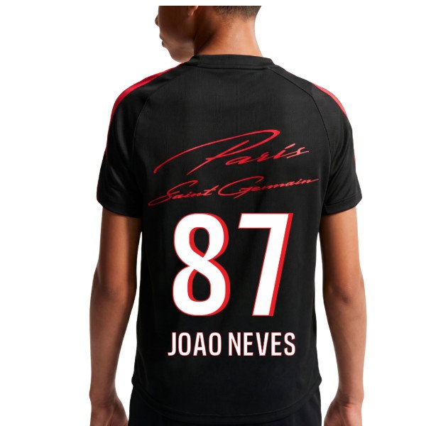 2026-2027 PSG Strike Training Shirt (Black) - Kids (Joao Neves 87) — Shop Online
