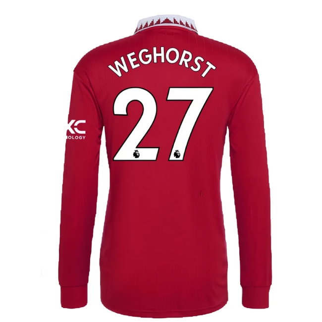 2022-2023 Man Utd Long Sleeve Home Shirt (Weghorst 27) — Buy Online