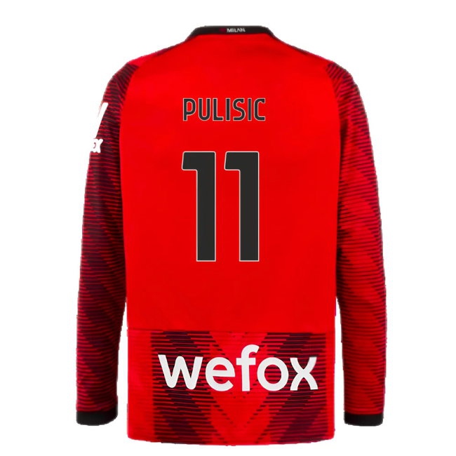 2023-2024 AC Milan Long Sleeve Home Shirt (Pulisic 11) — Shop Online