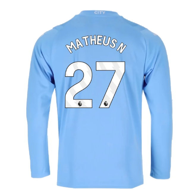2023-2024 Man City Long Sleeve Home Shirt (Matheus N 27) — Shop Now