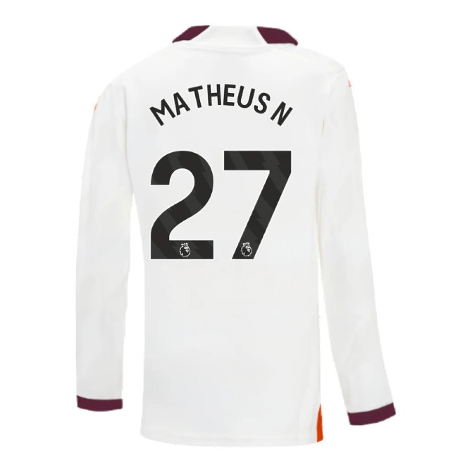 2023-2024 Man City Long Sleeve Away Shirt (Kids) (Matheus N 27) — Shop Online