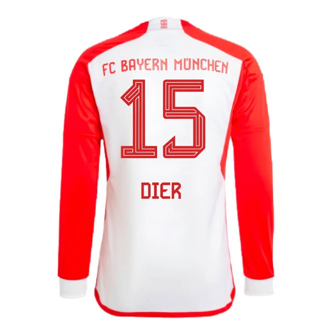 2023-2024 Bayern Munich Long Sleeve Home Shirt (Kids) (Dier 15) — Buy Online