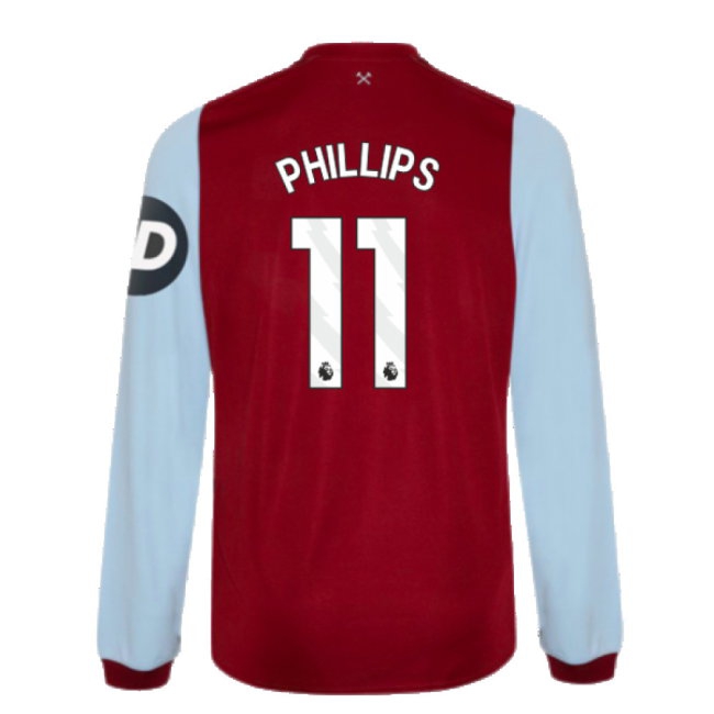 2023-2024 West Ham Long Sleeve Home Shirt (Phillips 11) — Shop Online
