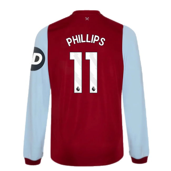 2023-2024 West Ham Long Sleeve Home Shirt (Kids) (Phillips 11) — Shop Online