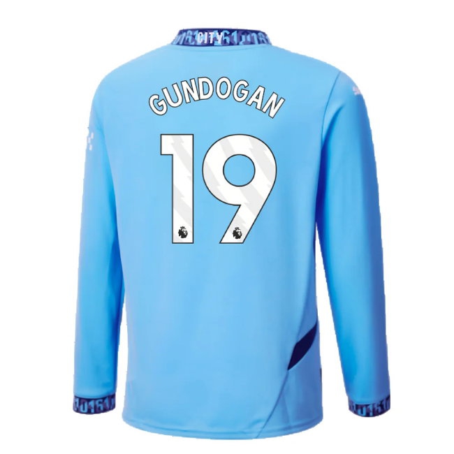 2024-2025 Man City Home Long Sleeve Shirt (Kids) (Gundogan 19) — Shop Online