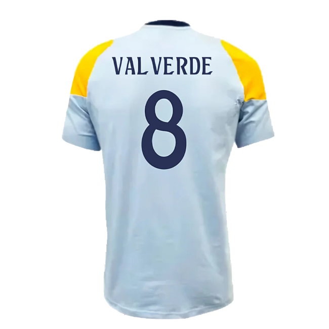 2024-2025 Real Madrid Training Tee (Glow Blue) (Valverde 8) — Buy Online