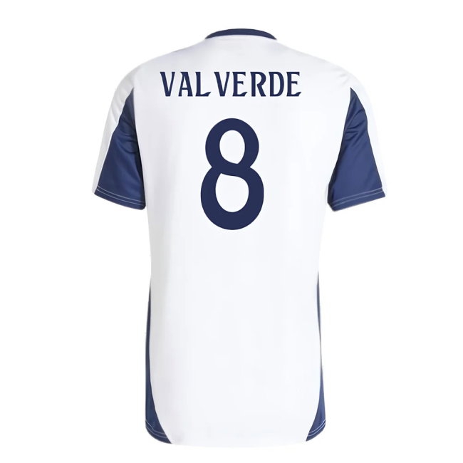 2024-2025 Real Madrid Training Tee (White) (Valverde 8) — Shop Now
