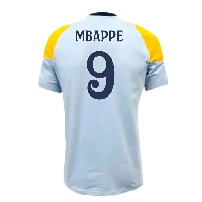 2024-2025 Real Madrid Training Tee (Glow Blue) (Mbappe 9) — Shop Online