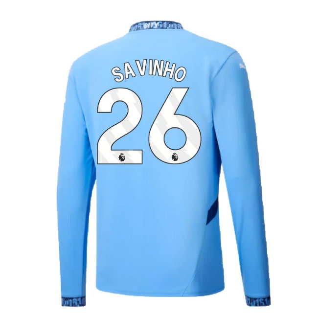 2024-2025 Man City Home Long Sleeve Shirt (Savinho 26) — Shop Now