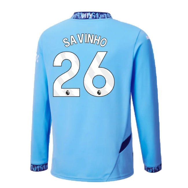 2024-2025 Man City Home Long Sleeve Shirt (Kids) (Savinho 26) — Buy Online