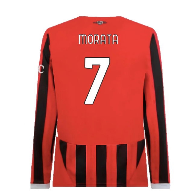 2024-2025 AC Milan Home Long Sleeve Shirt (Morata 7) — Buy Online