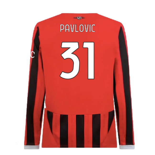 2024-2025 AC Milan Home Long Sleeve Shirt (Pavlovic 31) — Buy Now