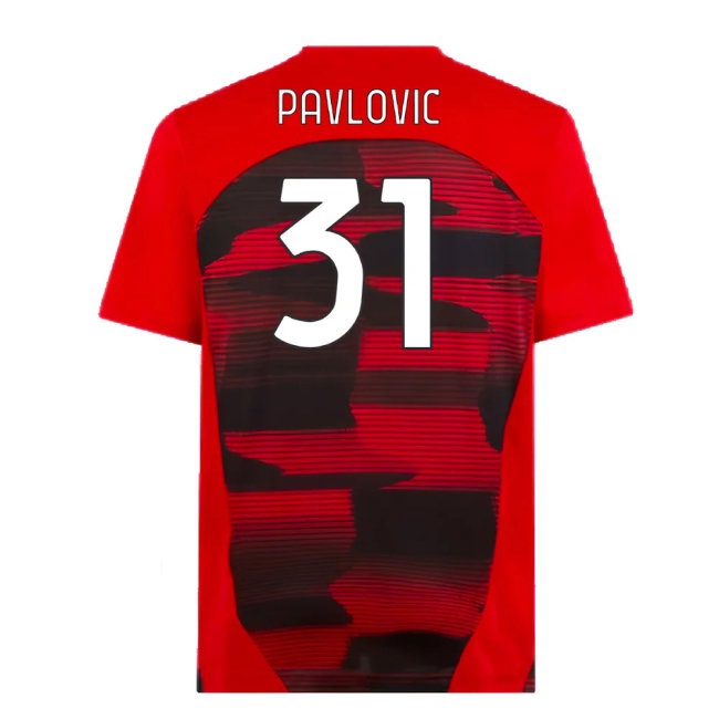 2024-2025 AC Milan Prematch SS Shirt (Red) (Pavlovic 31) — Shop Online
