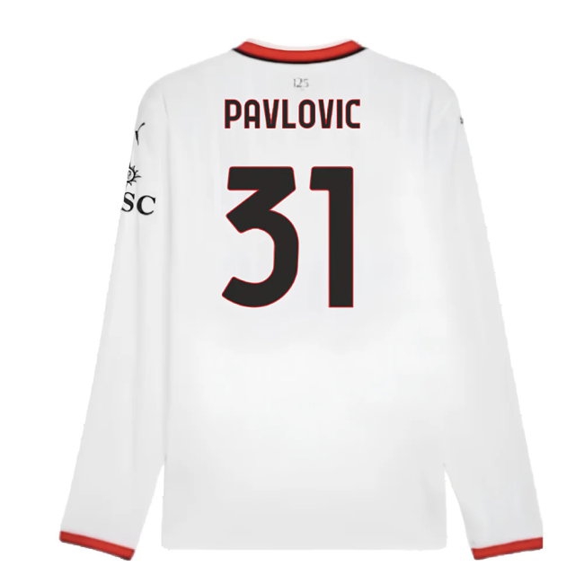 2024-2025 AC Milan Away Long Sleeve Shirt (Pavlovic 31) — Shop Now