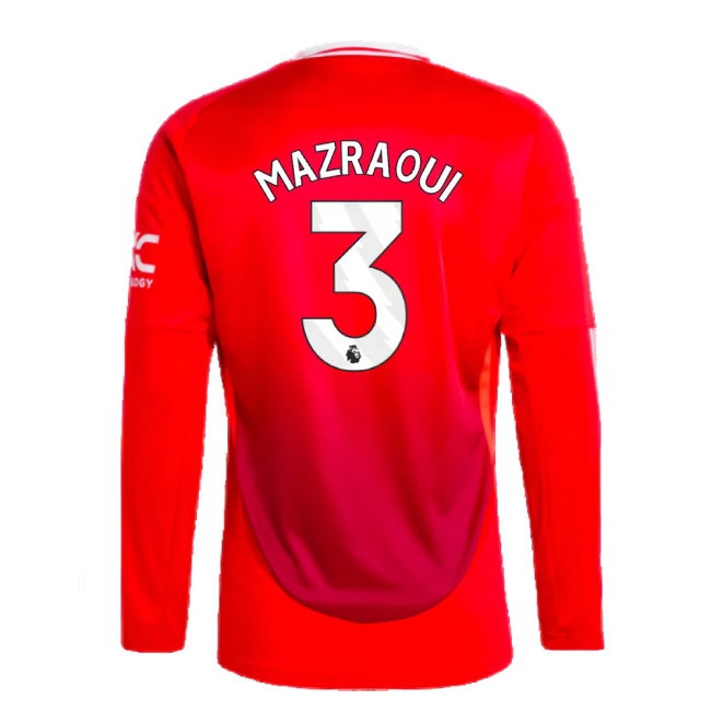 2024-2025 Man Utd Long Sleeve Home Shirt (Mazraoui 3) — Shop Now
