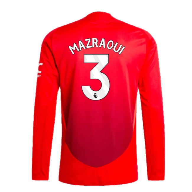 2024-2025 Man Utd Player Version Long Sleeve Home Shirt (Mazraoui 3) — Shop Now