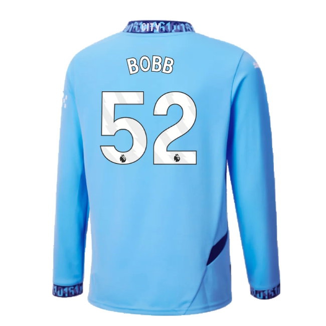 2024-2025 Man City Home Long Sleeve Shirt (Kids) (Bobb 52) — Buy Online