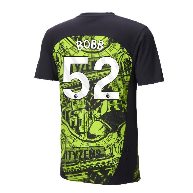 2024-2025 Man City Pre-Match Shirt (Yellow Glow) (Bobb 52) — Buy Now