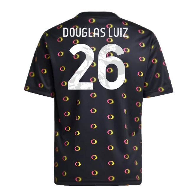 2024-2025 Juventus Pre-Match Shirt (Black) - Kids (Douglas Luiz 26) — Shop Online