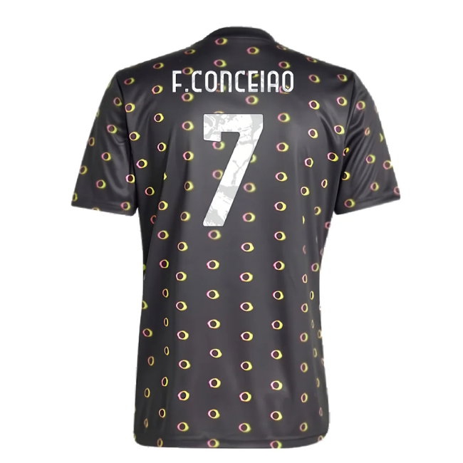2024-2025 Juventus Pre-Match Shirt (Black) (F.Conceiao 7) — Buy Now