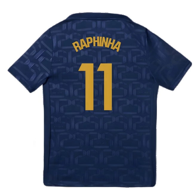 2024-2025 Barcelona Pre-Match Training Shirt (Navy) - Kids (Raphinha 11) — Buy Now