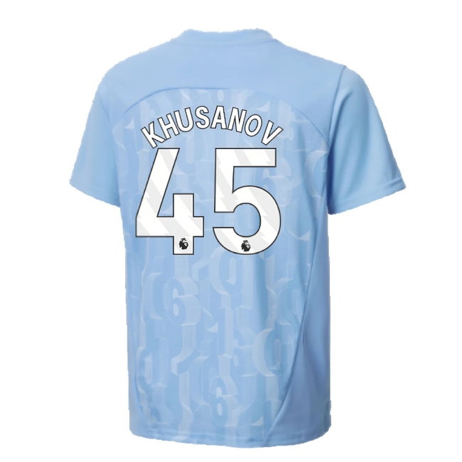 2024-2025 Man City Prematch SS Shirt (Light Blue) - Kids (Khusanov 45) — Shop Now