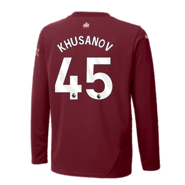 2024-2025 Man City Third Long Sleeve Shirt (Kids) (Khusanov 45) — Shop Online