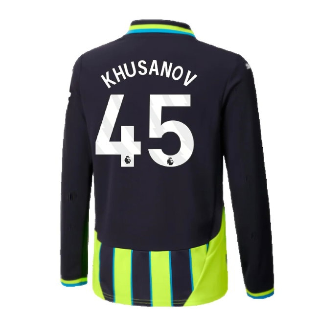 2024-2025 Man City Away Long Sleeve Shirt (Kids) (Khusanov 45) — Shop Online
