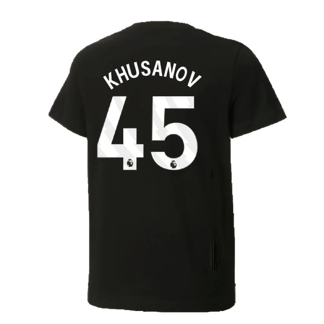 2024-2025 Man City ftblCulture Tee (Black) (Khusanov 45) — Buy Now