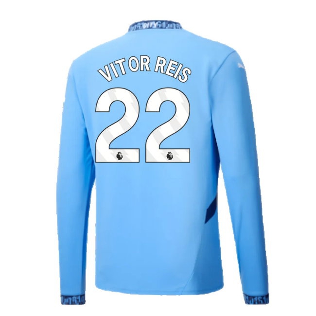 2024-2025 Man City Home Long Sleeve Shirt (Vitor Reis 22) — Shop Online