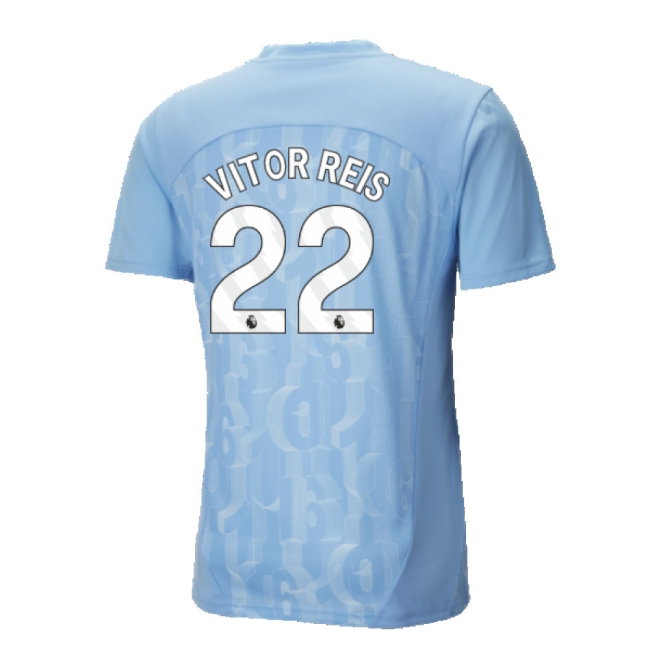 2024-2025 Man City Prematch SS Shirt (Light Blue) (Vitor Reis 22) — Shop Online